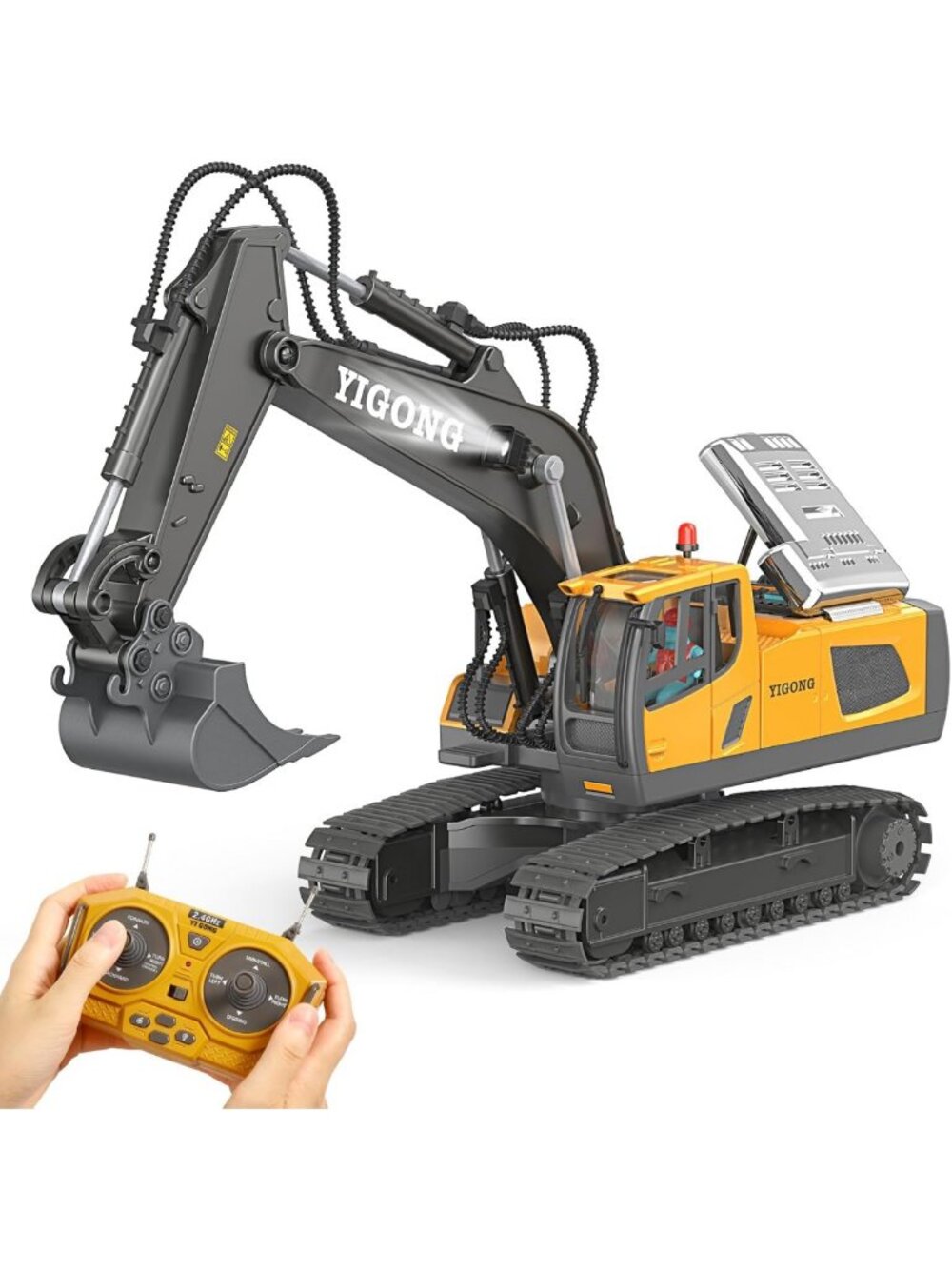Remote Control Excavator Toy for Kids 6-8, RC Digger Truck with Lights & Sounds